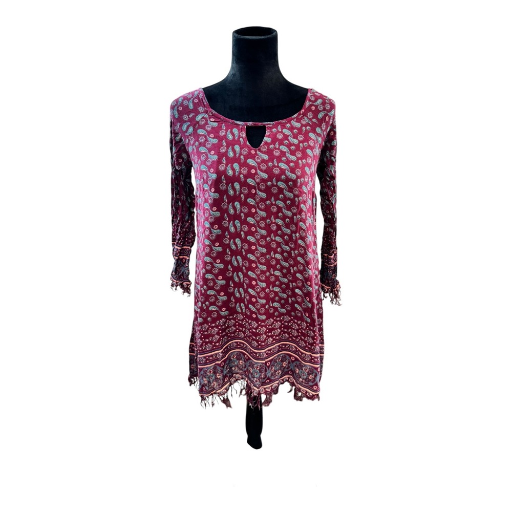 Altar'd State‎ Paisley Print Long Sleeve Dress Keyhole Backless Boho Size Medium
